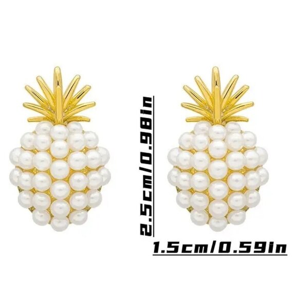 14K Gold Cluster of Pearls Pinapple Post Earrings - Picture 6 of 8